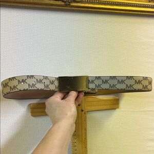 Michael Kors Tan Monogram Belt with Gold Buckle- S